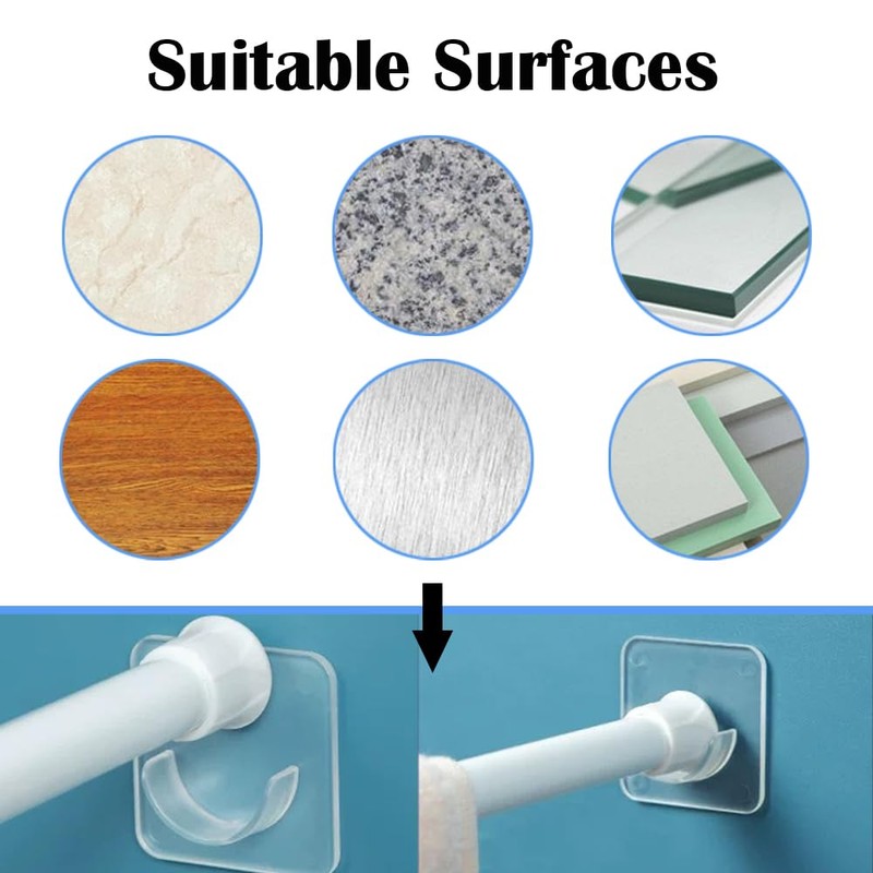 8 PCS Curtain Rod Holder Invisible Shower Rod Retainer No