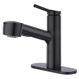 CREA Black Single Hole Bathroom Faucet 1 Handle Pull Out Bar Sink Faucets with Sprayer Handheld Bath Tub Faucet Baby Pets Laundry Toilet Vanity Basin Mixer Tap