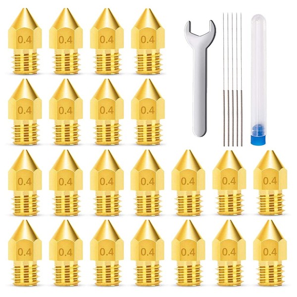 MMOBIEL 20 Pcs Printer Nozzle Extruder E3D 0.4mm Brass E3D