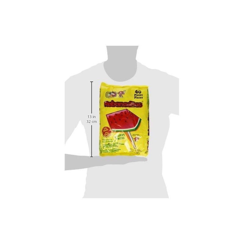 Vero 40 Count Vero Rebanaditas Watermelon Chili Covered Lollipops Hard
