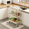 DUMOS 3 Tiers Rolling Metal Cart Shelf Utility Storage Organizer