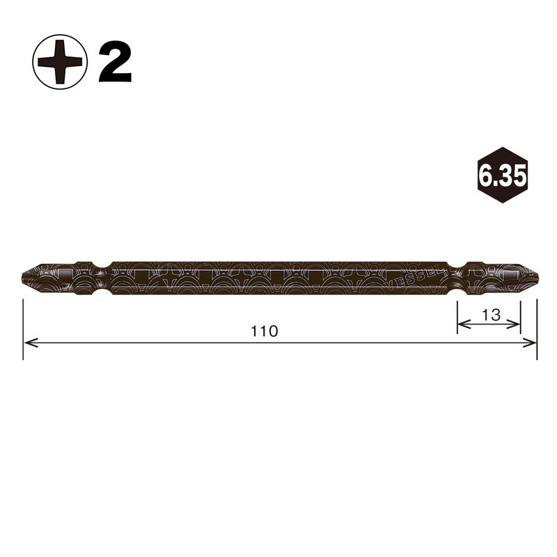 Vessel RB5P2110-BL Rib Bit BL Double Ended + 0.08 x