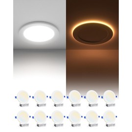 Ensenior 12 Pack 6 Inch LED Recessed Ceiling Light with Night Light, Dimmable, 2700K-5000K 5CCT, 1050LM 12W 120V, High Brightness Canless Wafer Downlight - FCC