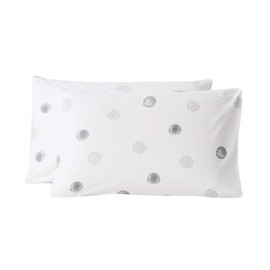 SUSYBAO White Polka Dots Pillowcases King Size Set of 2 100% Cotton Grey Circle Patterned Pillow Covers Envelope Closure End Pillow Encasement Premium Quality Soft Breathale Easy Care(20 x 36 inch)