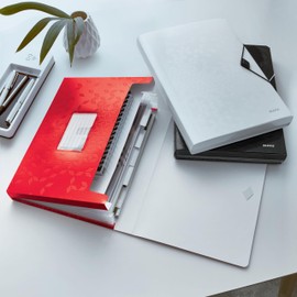 Leitz WOW 45890026 A4 Project Folder with 6 Compartments, Ideal as a File Folder for Projects, with Elastic Closure, Writeable Tabs and Labelling Labels, Red