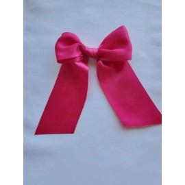 "Handmade" Hot Pink Boutique Handmade Big Girl Large Satin clip Hair Bow ribbon  2.25" USA