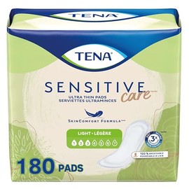 Tena Sensitive Care Ultra Thin Incontinence Pads for Women, Light Absorbency, Postpartum and Bladder Leaks, 180 Count
