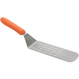 Winco 8" x 3" Cool Touch Handle Peforated Griddle Turner/Spatula for Burgers and Steaks with Cutting Edge