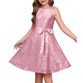 GRACE KARIN Girls Birthday Dance Dress Pink Kids Fancy Sequin Sparkly Formal Pageant Special Occasion Dresses Size 8-10