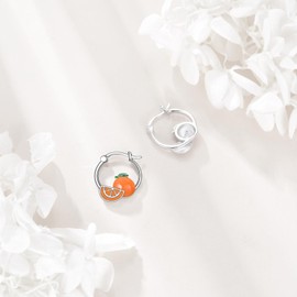 Grmdit Orange Earrings 925 Sterling Silver Orange Slice Hoop Earrings Fruit Jewelry Gifts for Women