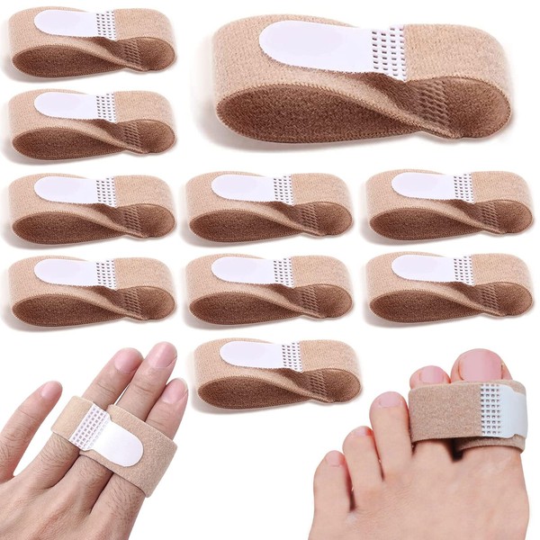 Toe Bands Toe Separators for Overlapping Toes, Hammer Toe Smoother Fabric Toe Splint Broken Toe Wraps Toe Pad Bandages for Correcting Hammer Toes, Crooked Toes (10, L)