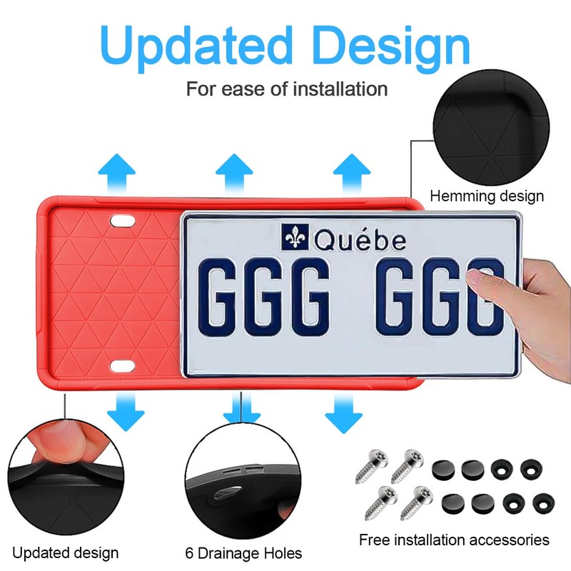 YALOK Silicone License Plate Frame with Drainage Holes, Universal US