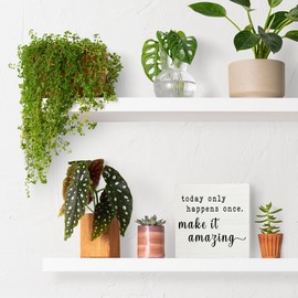 Qvapt Inspirational Wooden Box Sign, Motivational Desk Decor, Rustic Farmhouse Decor, Positive Wood Box Sign Plaque For Office Home Shelf Decor, 5x5 Inches