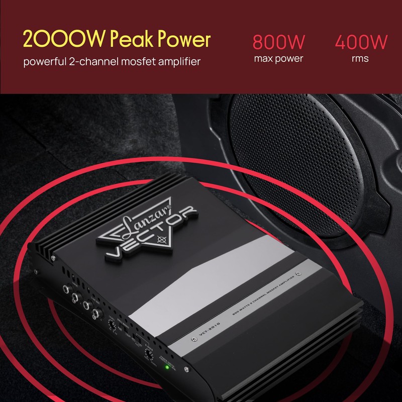 Lanzar 2-Channel High Power MOSFET Amplifier - Slim 800 Watt