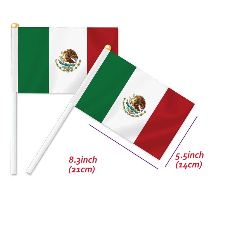 Pack of 25 Mexico Handheld Flag, Mexican Decor Hand Held