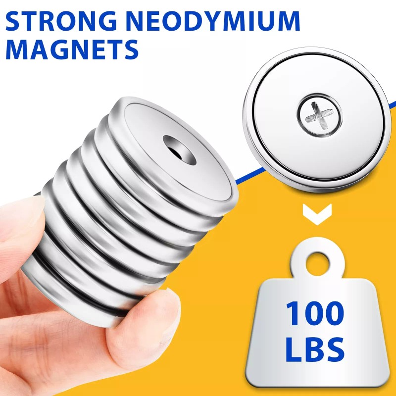 VNDUEEY Pack of 8 Neodymium Magnet Cup 100 LBS Pull