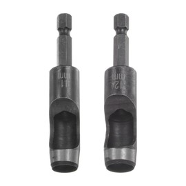 HARFINGTON Leather Hollow Punch Set 1/4 Hex Shank for Drills, 11mm 12mm Dia Rotary Hole Punches for Thick Fabrics Leathercraft Working