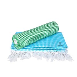 Sathiyas Soft Cotton Bath Towels - Pack of 2 (Blue, Green)