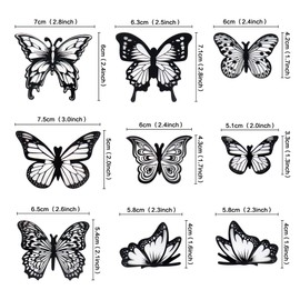 Ercadio Paquete de 36 decoraciones para tartas de mariposa, de PVC blanco y negro, decoraciones para tartas de mariposa, estilo mixto, para baby shower, cumpleaños, boda, fiesta, suministros de decoración de pasteles