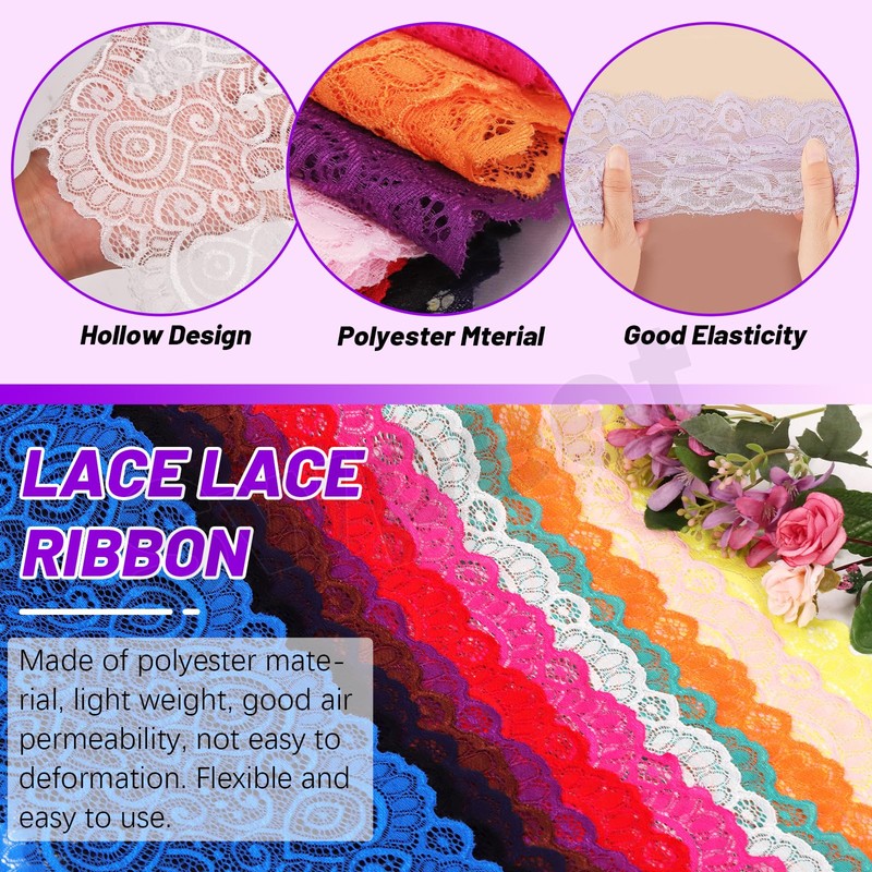 Swpeet 5 Yard by 7" Wide White Lace Fabric Stretch