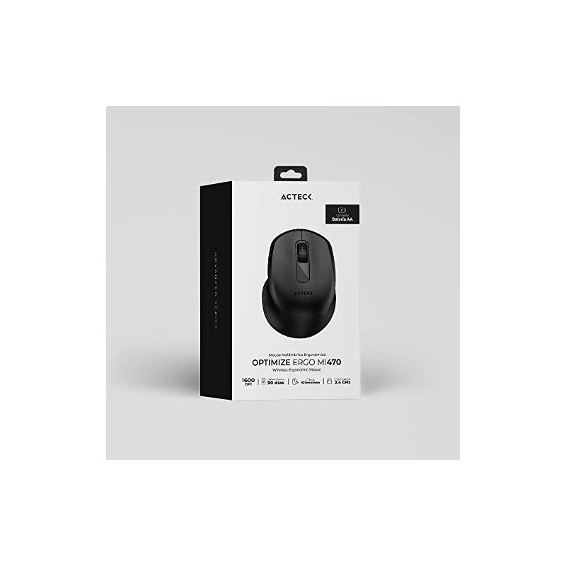 Acteck Mouse Inalambrico 2.4 GHz Optimize Ergo MI470 Diseño Ergonomico
