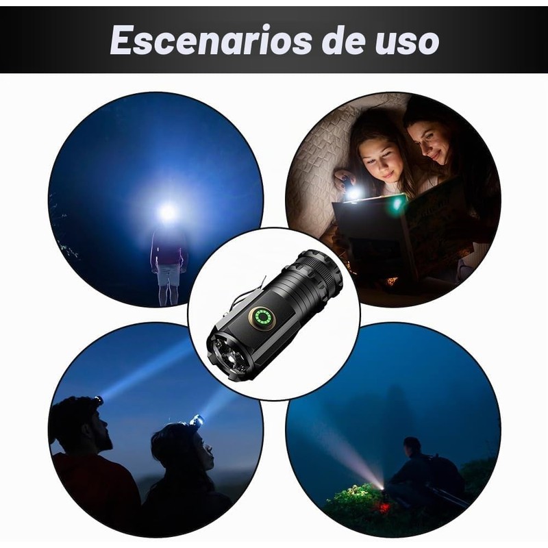 Mini Linterna Súper Potente, Clip Tipo Bolígrafo Multifuncional con 3
