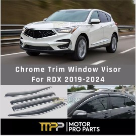 For 2019-2024 Acura RDX Chrome Trim Window Visors Sun Wind Guards Weather Shield