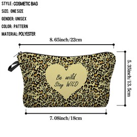 Livel lhood Leopard Wild Cheetah Makeup Bag Cute Small Makeup Organizer Bag Travel Toiletry Zipper Pouch Gift Leopard Stay Wild Cosmetic Bag for Women Girls