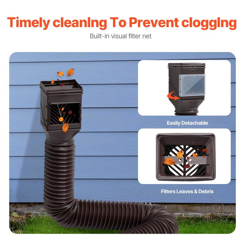 VEVOR HC3003G2 Rain 2-Pack Flexible Downspout, Spout Drain Extendable from