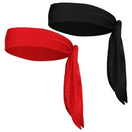 Red Headband, 2 Pcs Red Bandana Headband, Karate Kid Headbands for Men & Women, Sports, Running, Tennis, Yoga, Soccer (2 Colors)