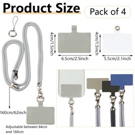 Realand 4 Pack Phone Lanyard, Adjustable Cell Phone Lanyard Crossbody Neck Phone Strap with 6 Tether Tabs and 8 Spring Rings, Multicolor, Fabric, Webbing, Adjustable, Buckle