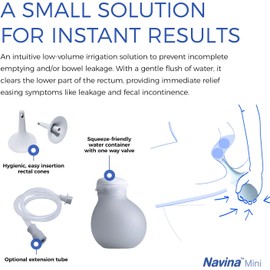 wellspect healthcare Navina Mini Start Set - Enema de bajo volumen, sistema de irrigación para alivio instantáneo - Cómodo, discreto y reutilizable - Incluye pera de agua de 185 ml, extensión