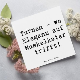 Mr. & Mrs. Panda Deluxe Karte Spruch Turnen Eleganz - Geschenk, Athleten, Hochwertige Klappkarte, Schwimmen, Disziplin, Geburtstagskarte, Sportart,