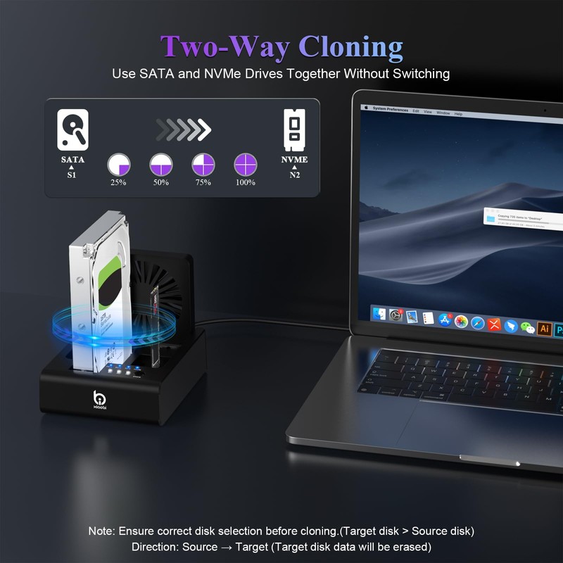 M.2 NVMe & SATA Hard Drive Docking Station, USB C