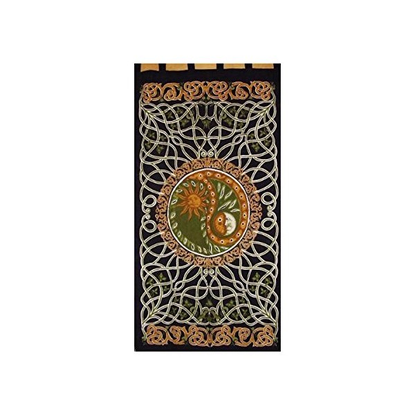 Celtic Yin Yang Tab Top Curtain-Door Panel-Amber/Green