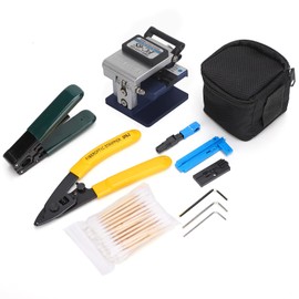 FTTH Splicing Splice Fibre Optic Striping Tool Kit Set with Fibre Optic Cleaver FC-6S for Installation of Optical Network, Operating Maintenance