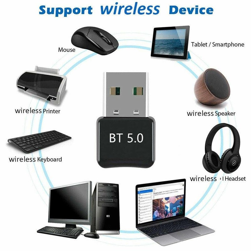 Bluetooth V5.0 Mini Dongle - Universal Wireless USB Adapter, 20M