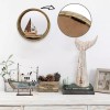 YK Decor Nautical Wood Wall Decoration Hanging Circle Mirror