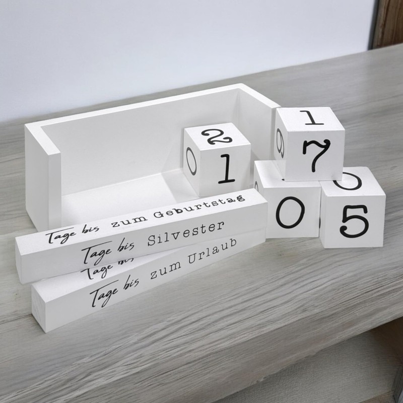 MIJOMA Yearly Countdown Calendar Wooden Cube - Permanent Yearly Table