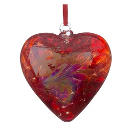 Sienna Glass 8cm Friendship Heart – I Love You – Red – Handcrafted Glass Ornament with Hanging Ribbon – Unique Keepsake Gift for Loved Ones