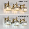 HUOKU Crystal Bathroom Vanity Light Gold Chrome 3-Light Modern Bathroom