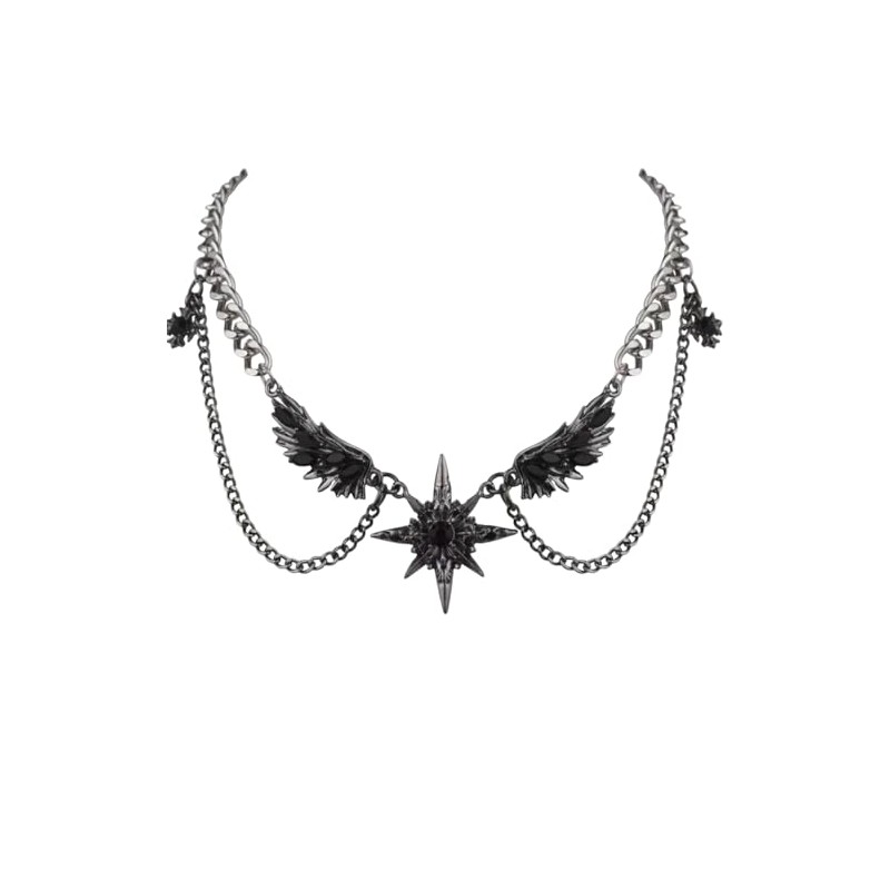 Joddfly Unisex Gothic Dark Style Winged Star Tie Neck Necklace