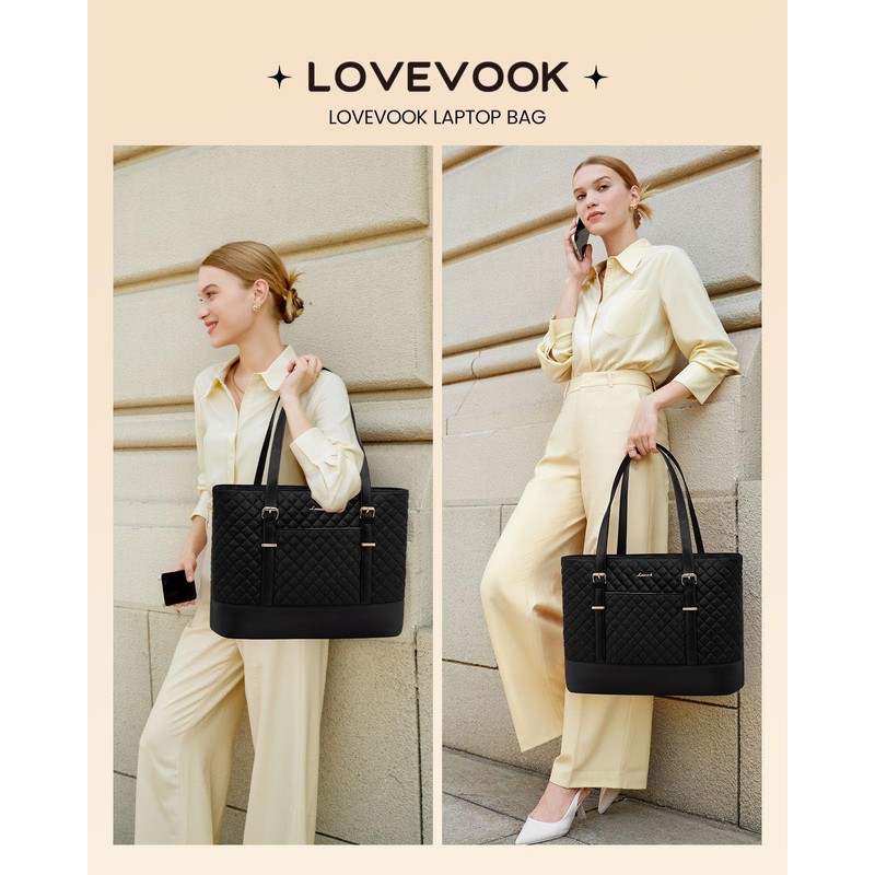 LOVEVOOK Women's Laptop Bag, black