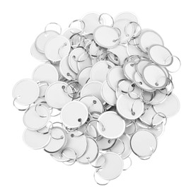 Panfanrel 100 Pieces White Key Tags Metal Key Tags Round Paper Key Tags with Split Rings(40mm, White)