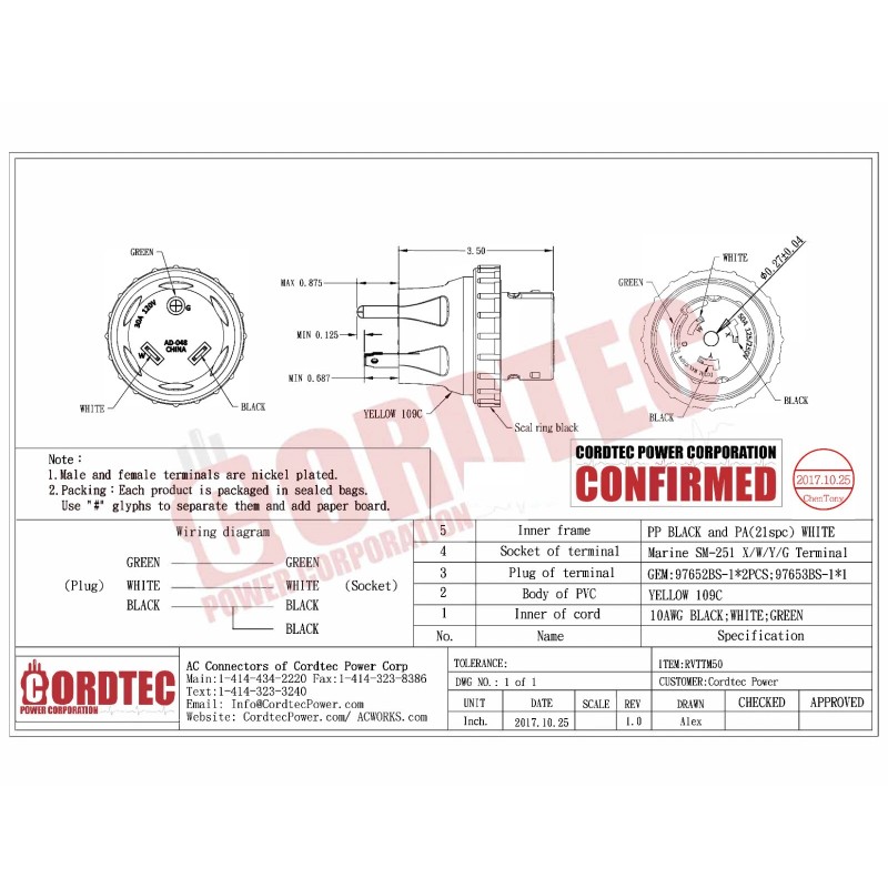 AC WORKS® 30 Amp NEMA TT-30P to 50 Amp NEMA