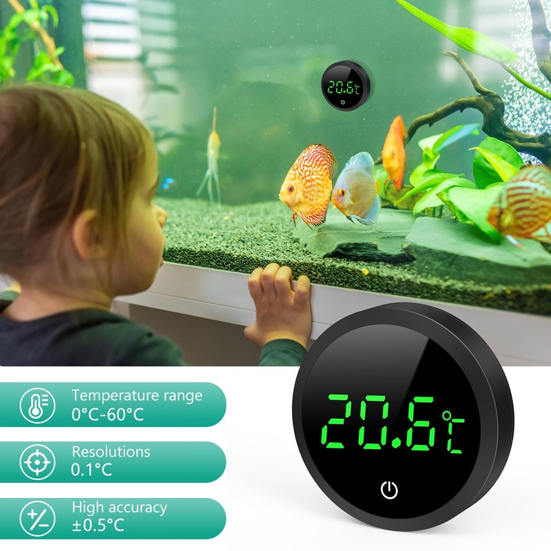 ORIA Aquarium Thermometer, LED Display Digital Temperature Meter Aquarium (℃),