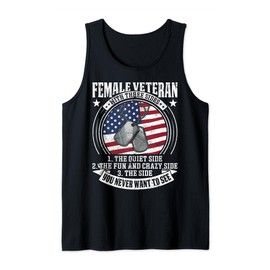 Female Veteran With Three Sides American Flag Memorial Day Tank Top