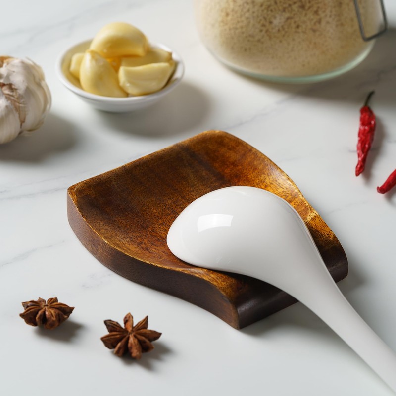 Acacia Wood Spoon Rest Spoon Holder for Stove Top, Utensil