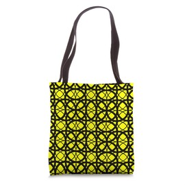 Minimalistic Geometric Item - Black Yellow Circular Pattern Tote Bag