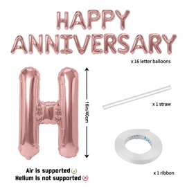 Rose Gold Balloons Happy Anniversary Banner Anniversary Party Decorations Birthday Party Decorations Anniversary Decorations Gifts Valentines Day Decorations 20inch Happy Anniversary Balloons
